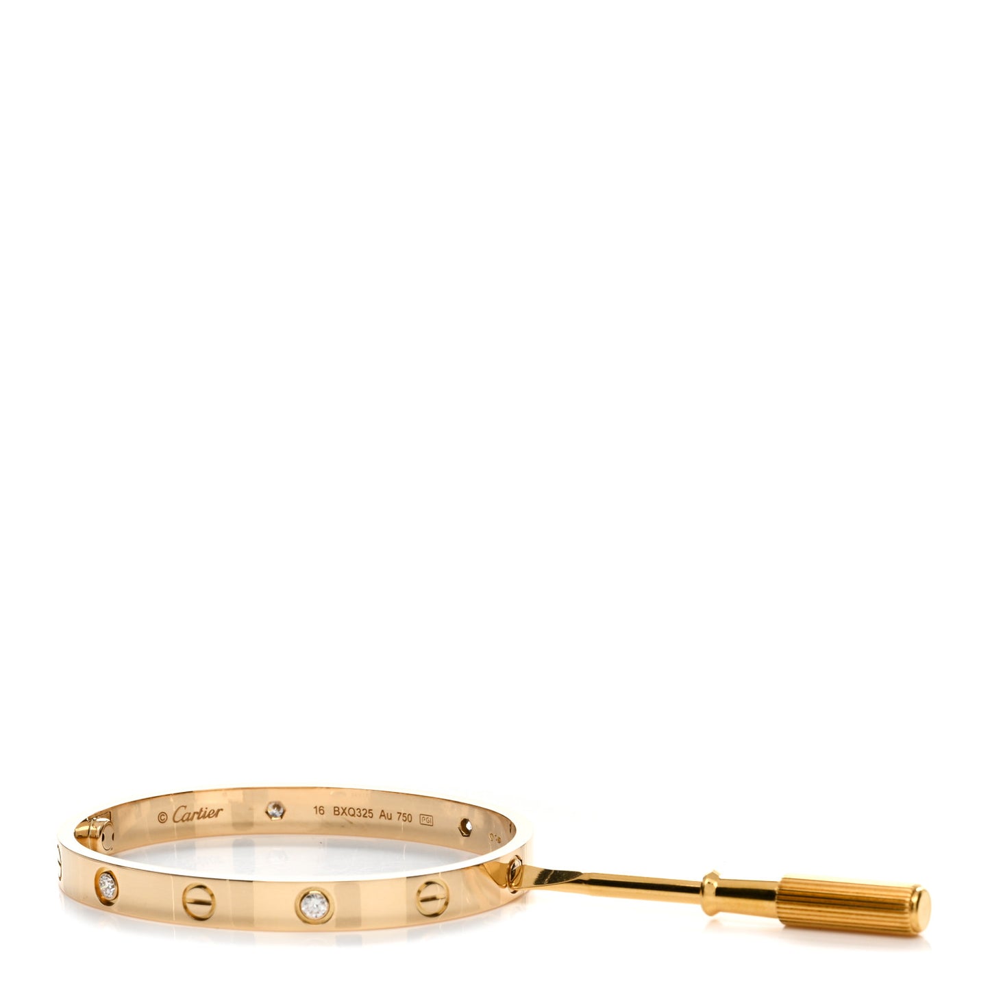 18K Yellow Gold 4 Diamond LOVE Bracelet 16