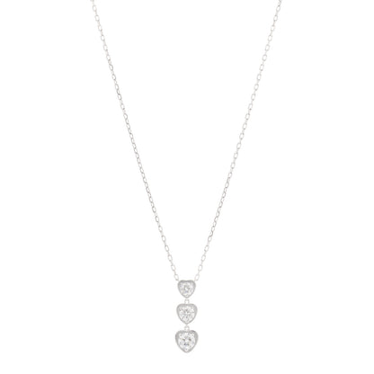 Cartier 18K White Gold Diamond Legers 3 Heart Motif Necklace 1 of 3