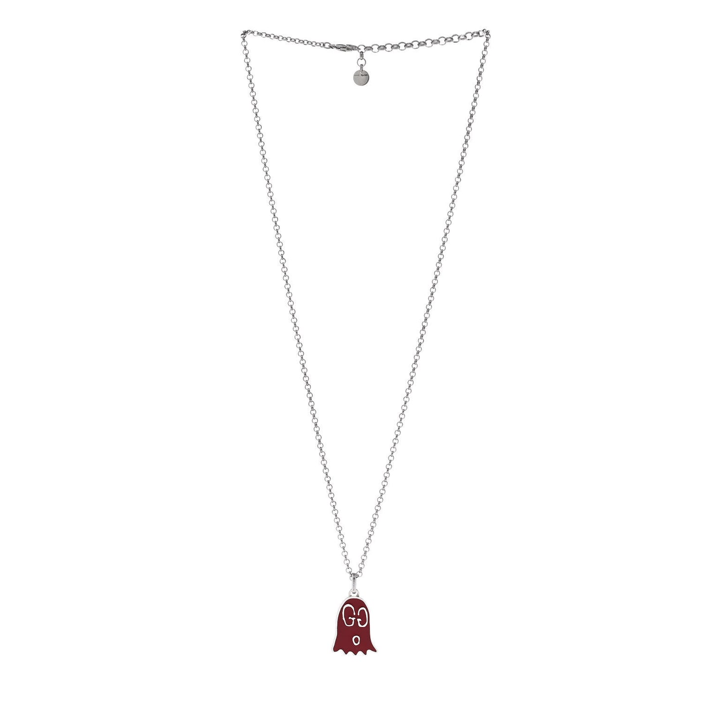 Sterling Silver Enamel GucciGhost Ghost Pendant Necklace Red