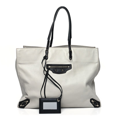 Balenciaga Supple Calfskin Bi-Color Papier A4 Tote White Black 1 of 16