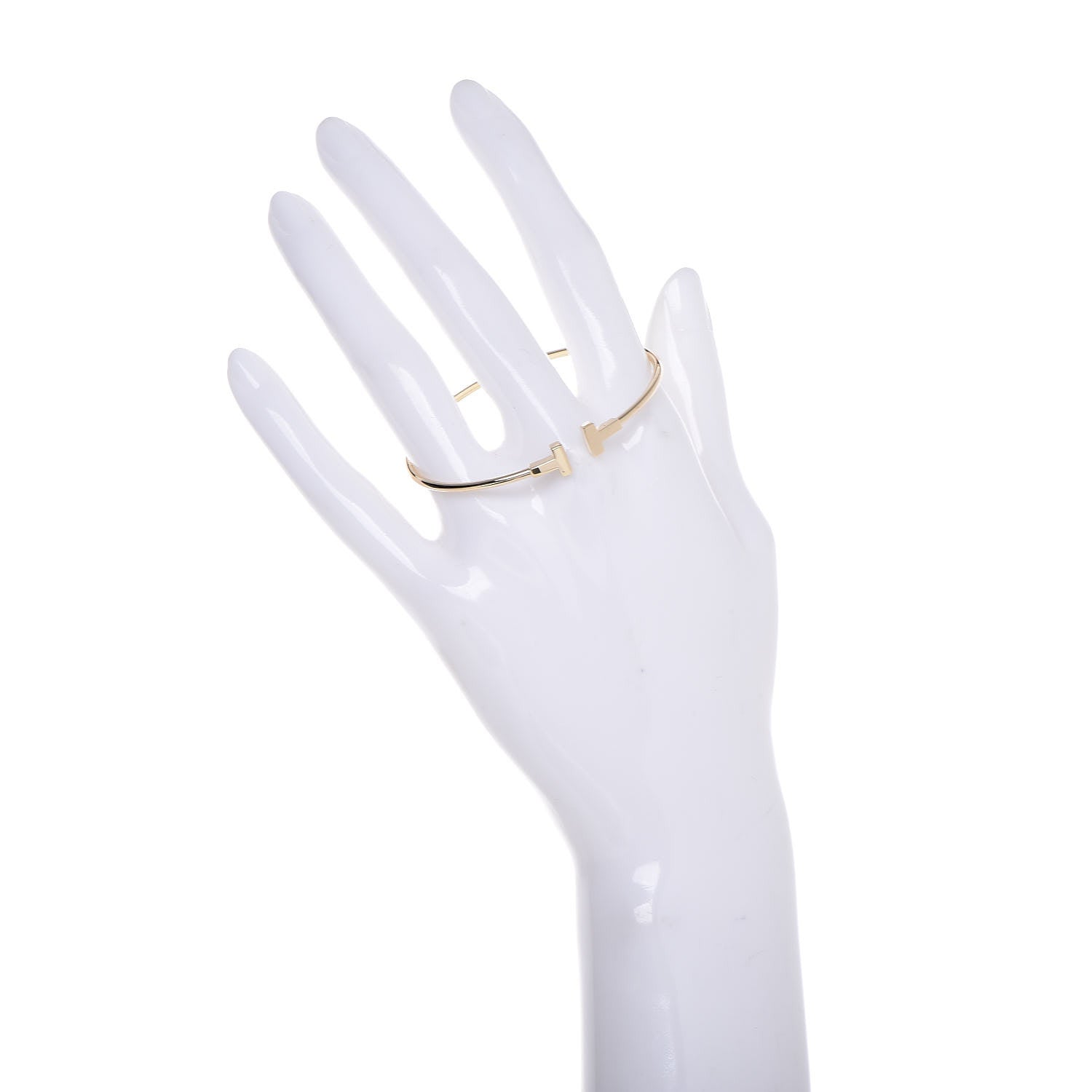 Tiffany 18K Yellow Gold Narrow T Wire Bracelet 2 of 4