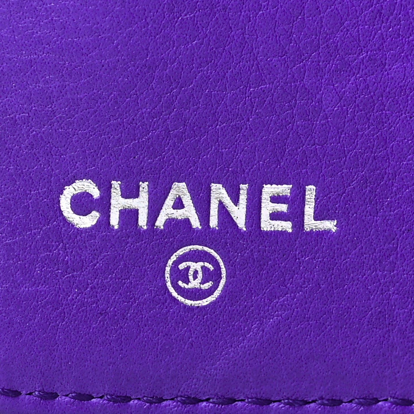 Calfskin Stitched Fancy CC Yen Wallet Purple