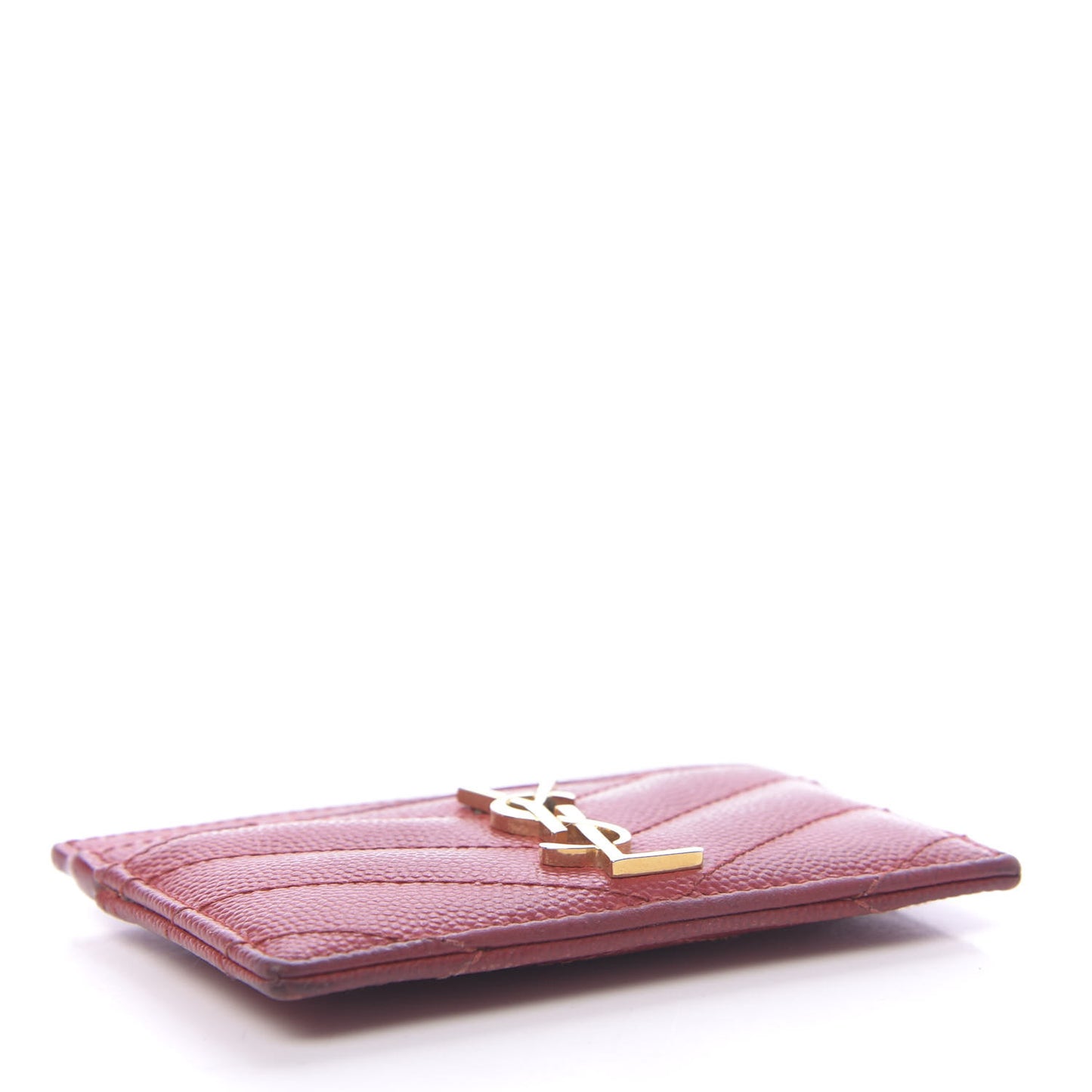 Grain De Poudre Matelasse Chevron Monogram Credit Card Case New Red