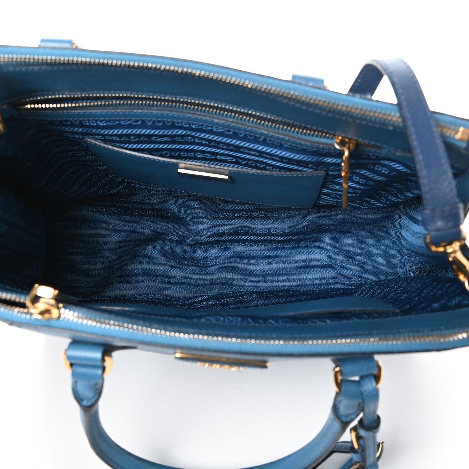 Prada Saffiano Lux Colorblock Medium Galleria Double Zip Tote Bluette Cobalto 5 of 9