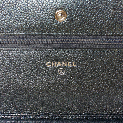 Chanel Pearly Caviar Quilted Wallet on Chain WOC Grey 6 of 12