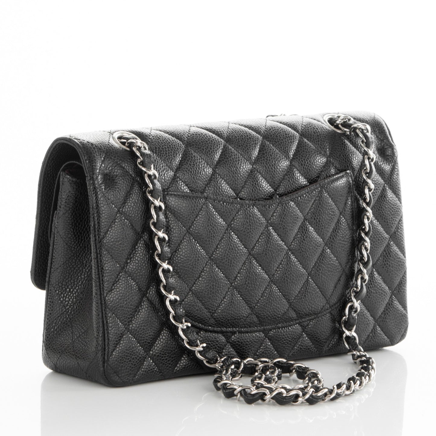Caviar Quilted Medium Double Flap Black