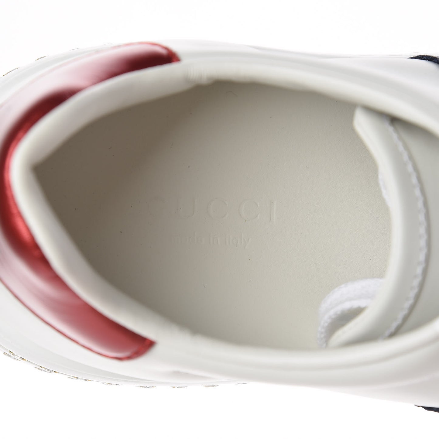 Calfskin Crystal Web Bee Embroidered Ace Platform Sneakers 34.5 White