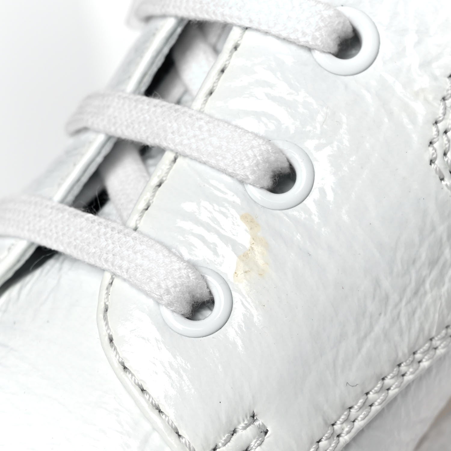 Chanel Shiny Crumpled Lambskin Lace Up Combat Boots 39 White 9 of 10