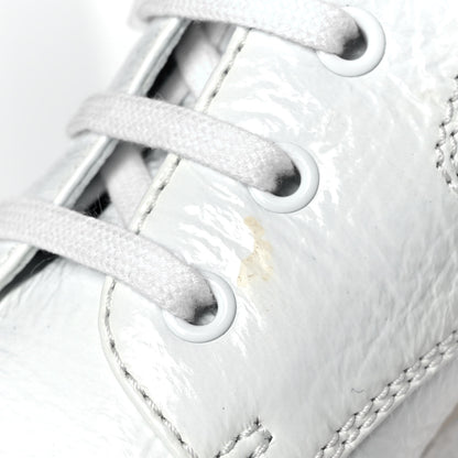 Chanel Shiny Crumpled Lambskin Lace Up Combat Boots 39 White 9 of 10