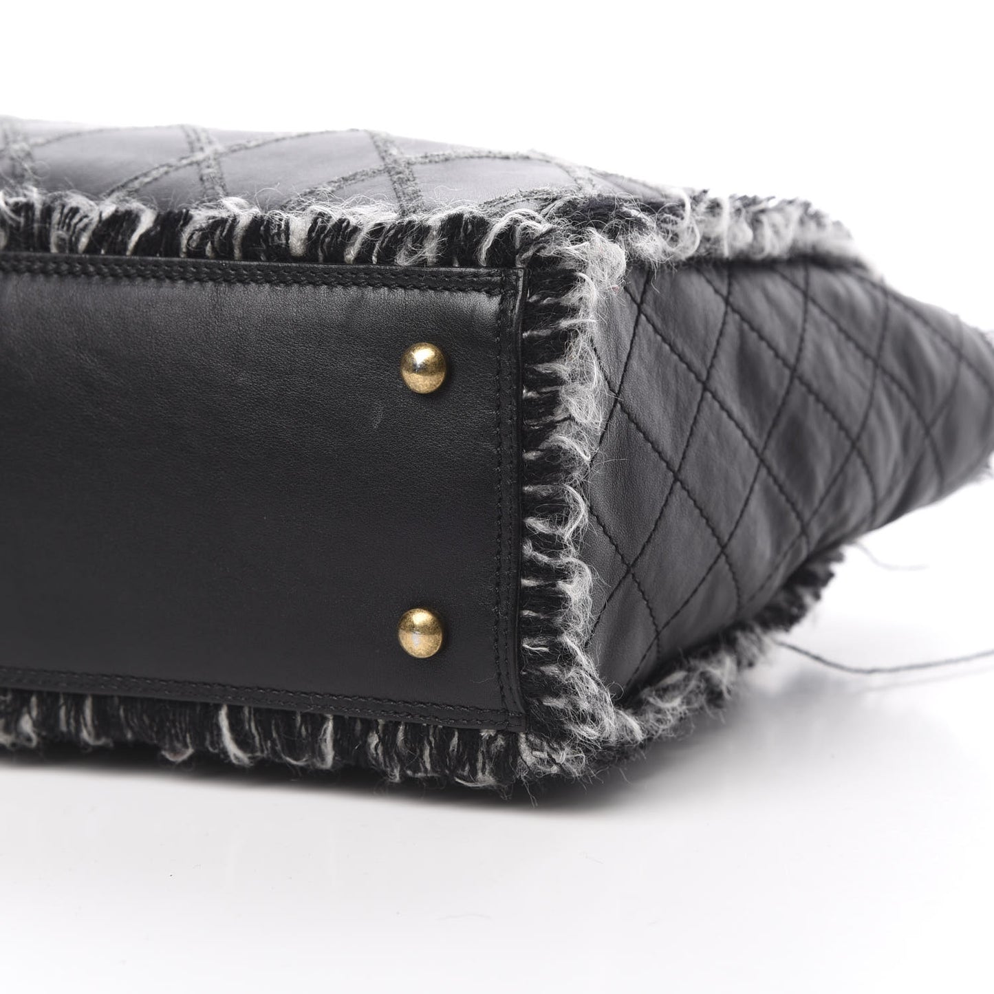 Tweed Calfskin Tweedy Shopping Tote Black