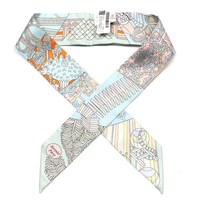 Hermes Silk De l'Ombrelle Aux Duels Twilly Ciel Rose Pale Orange 1 of 5