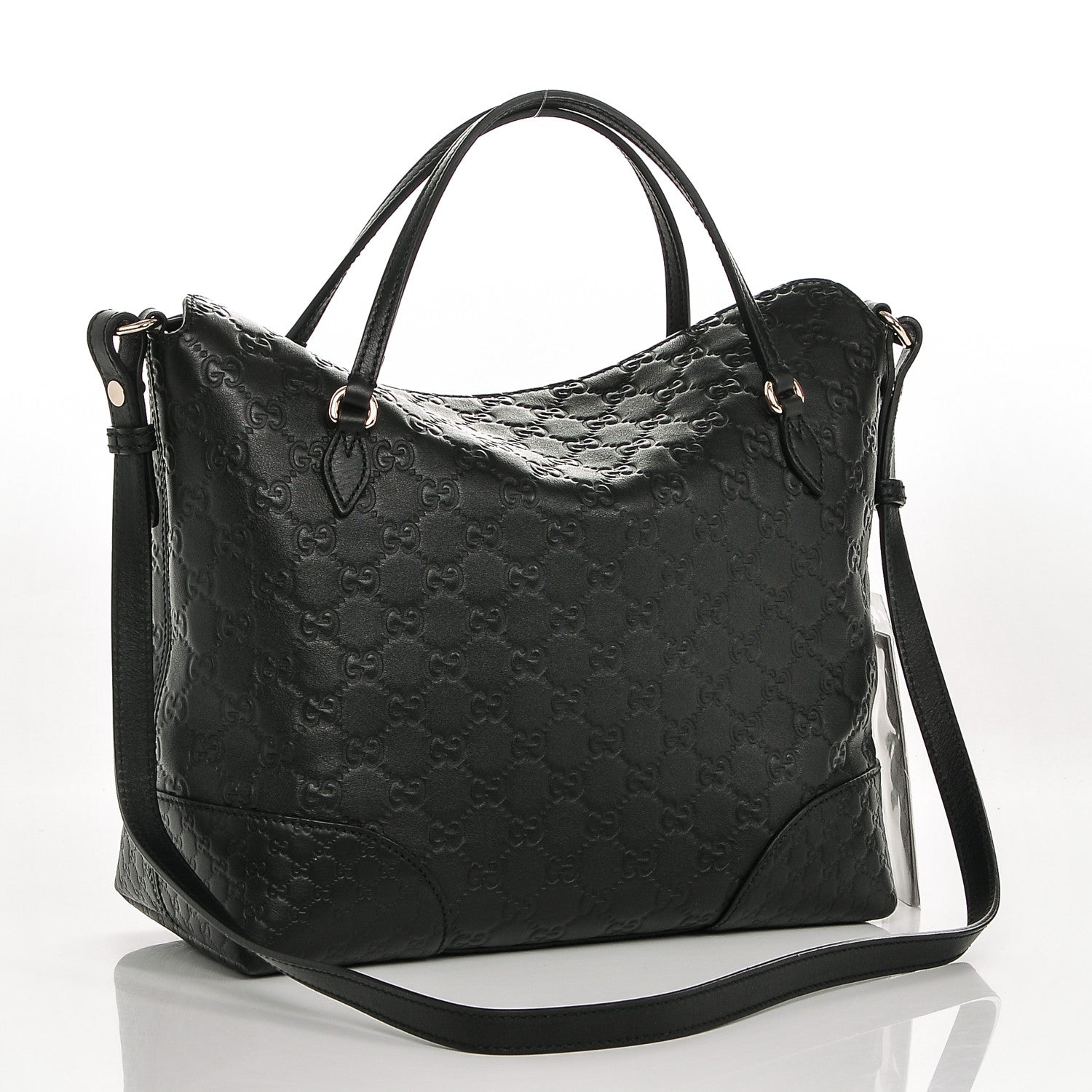 Gucci Guccissima Medium Bree Foldover Tote Black 3 of 7