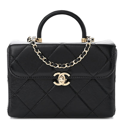 Chanel Shiny Calfskin Quilted Small CC Top Handle Box Bag Black 1 of 11