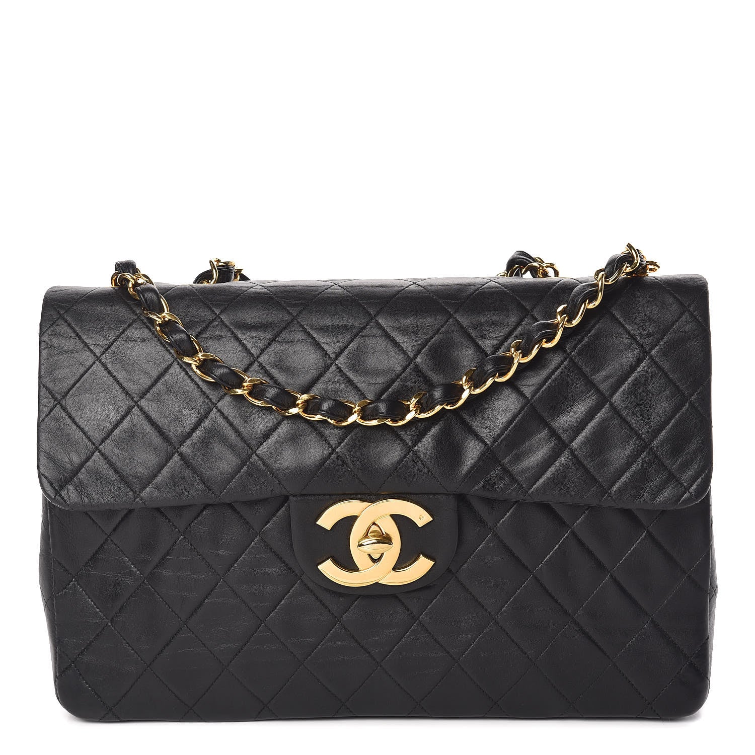 Chanel Lambskin Quilted XL Jumbo Single Flap Black 1 of 11