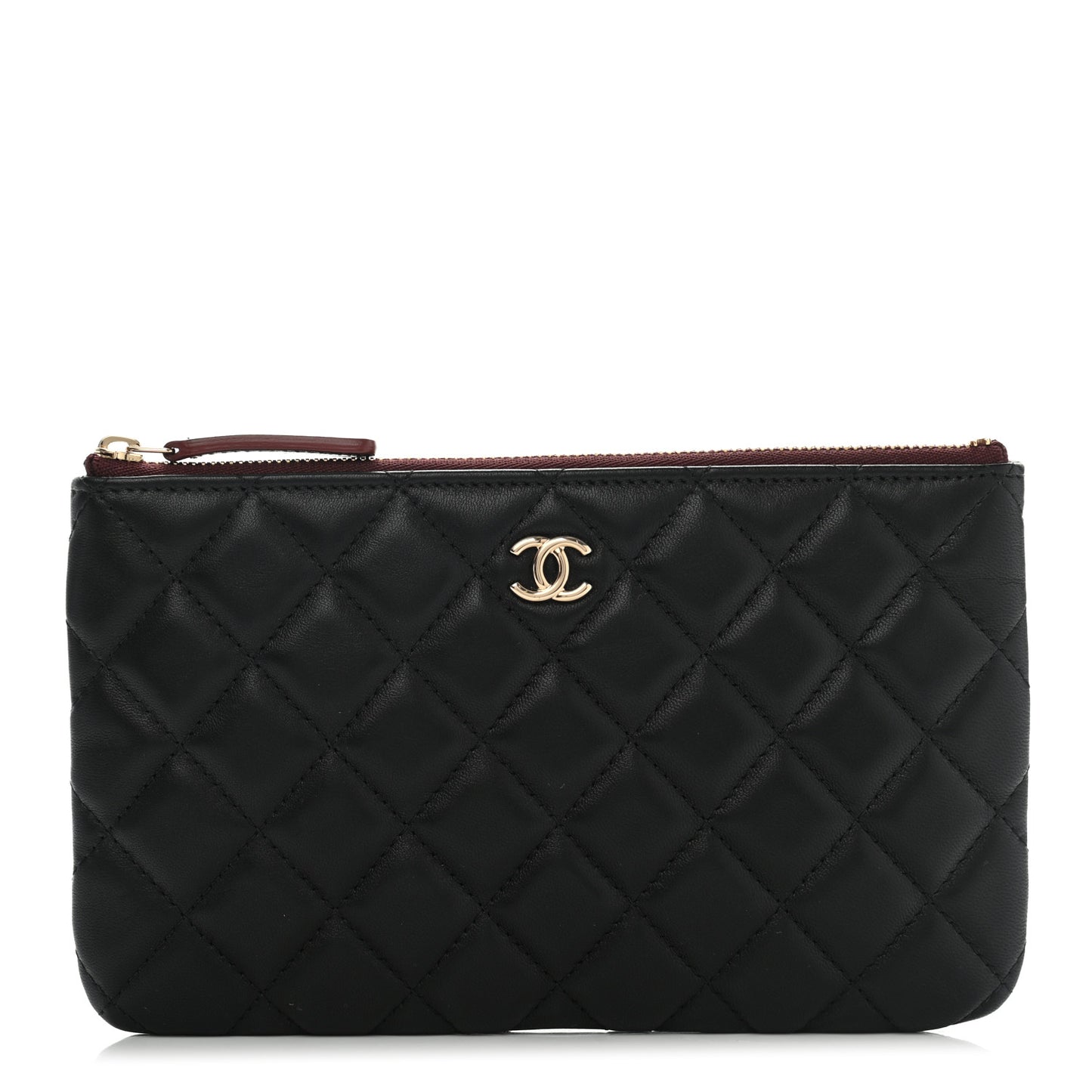 Lambskin Quilted Cosmetic Case Black