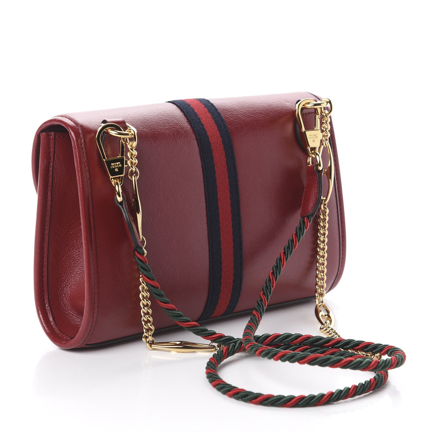 Textured Calfskin Web Rajah Slim Flap Shoulder Bag Romantic Cherry