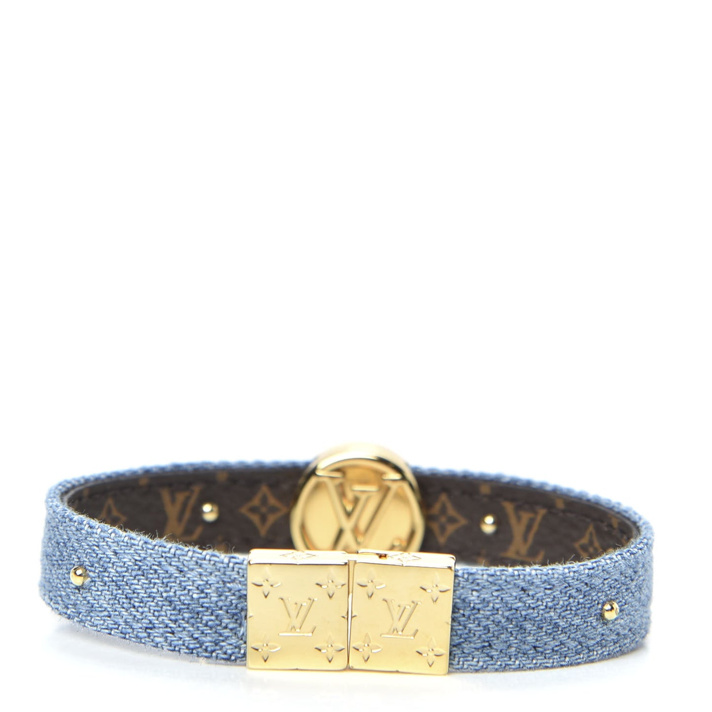Monogram LV Circle Reversible Bracelet 17 Denim