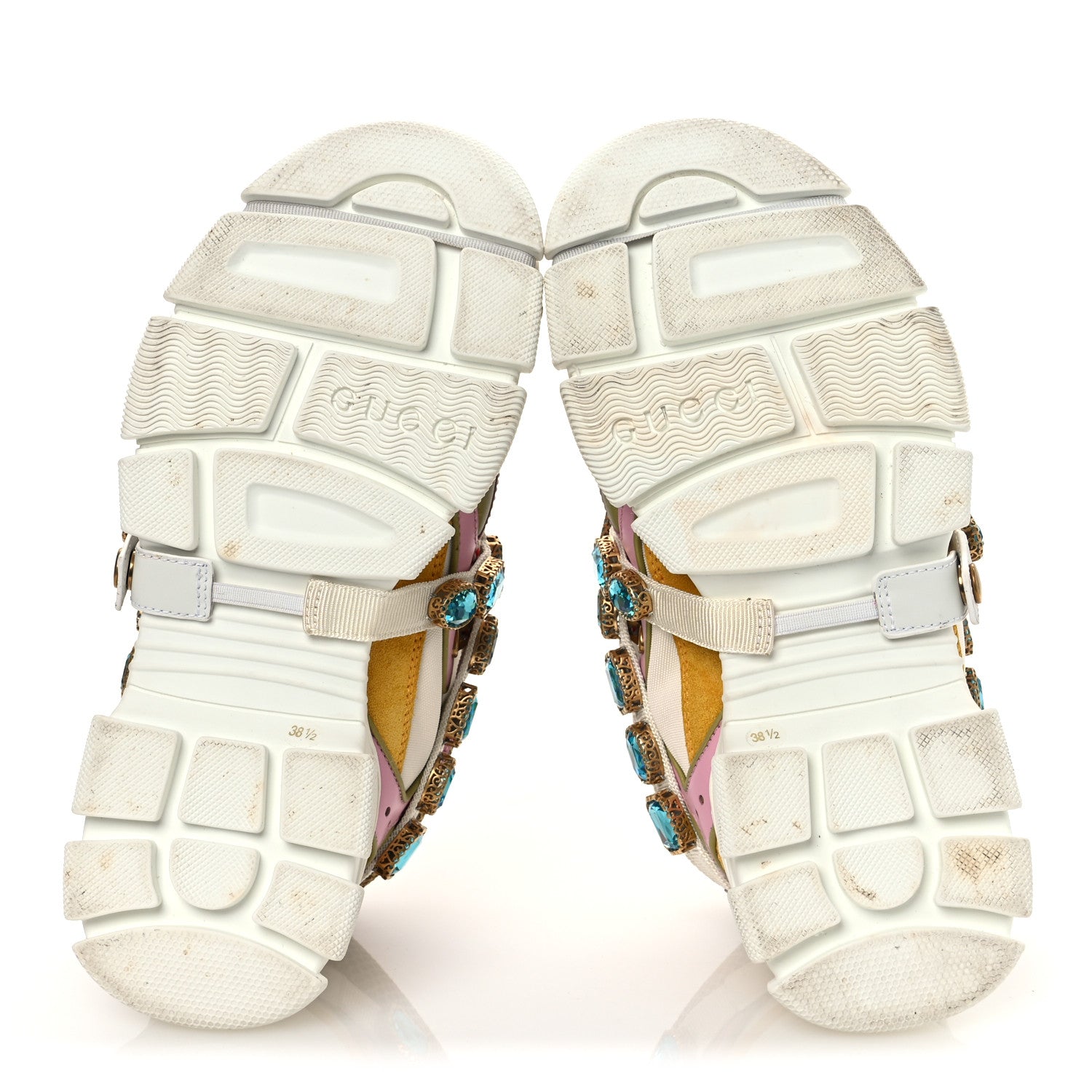 Gucci X SEGA Nylon Calfskin Suede Removable Crystals Flashtrek Sneakers 38.5 Great White Crop Soft Pink 7 of 11