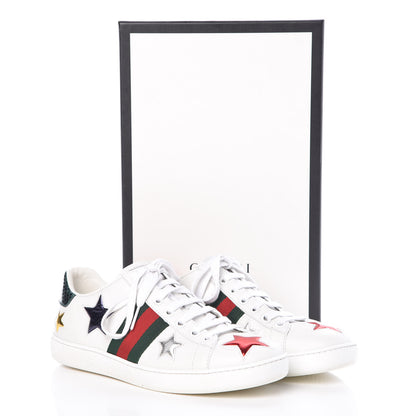 Gucci Calfskin Ayers Web Star Embroidered Womens Ace Sneakers 35.5 White Multi 8 of 8
