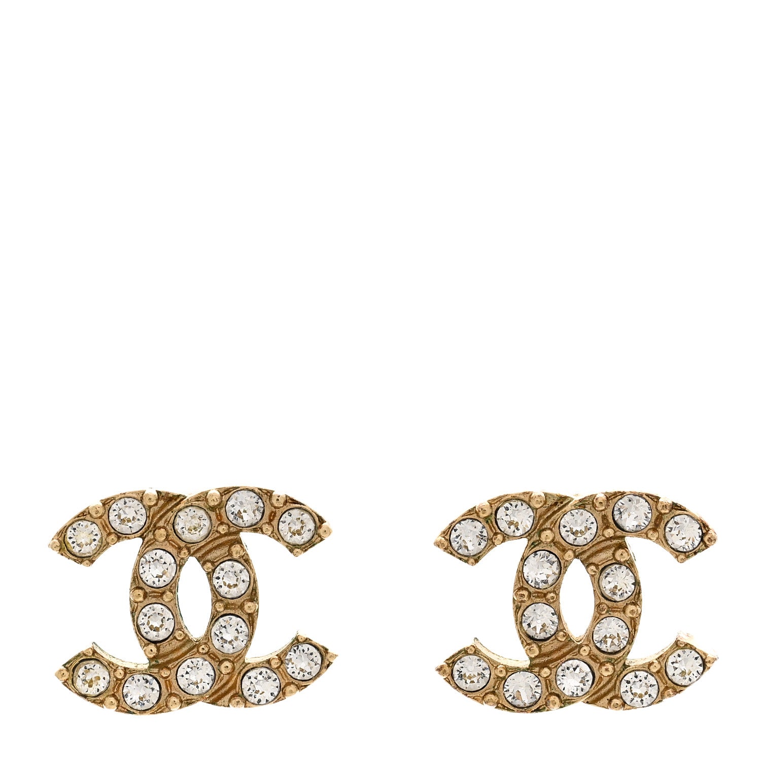 Chanel Crystal CC Earrings Gold 1 of 4