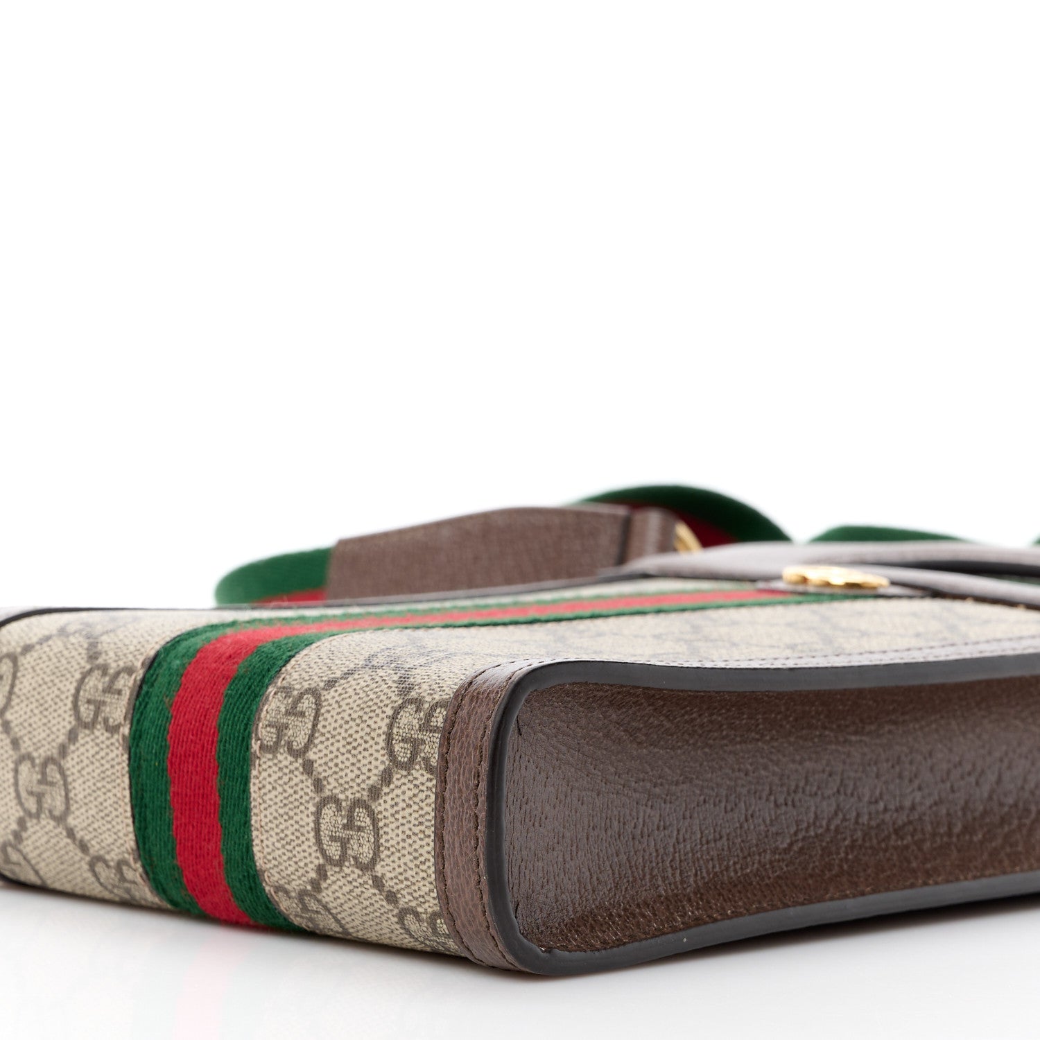 Gucci GG Supreme Monogram Textured Dollar Calfskin Web Mini Ophidia Top Slip Handle Crossbody Bag Beige Ebony New Acero 10 of 11