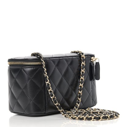 Chanel Lambskin Quilted Small Vanity Case With Chain Black 2 of 8