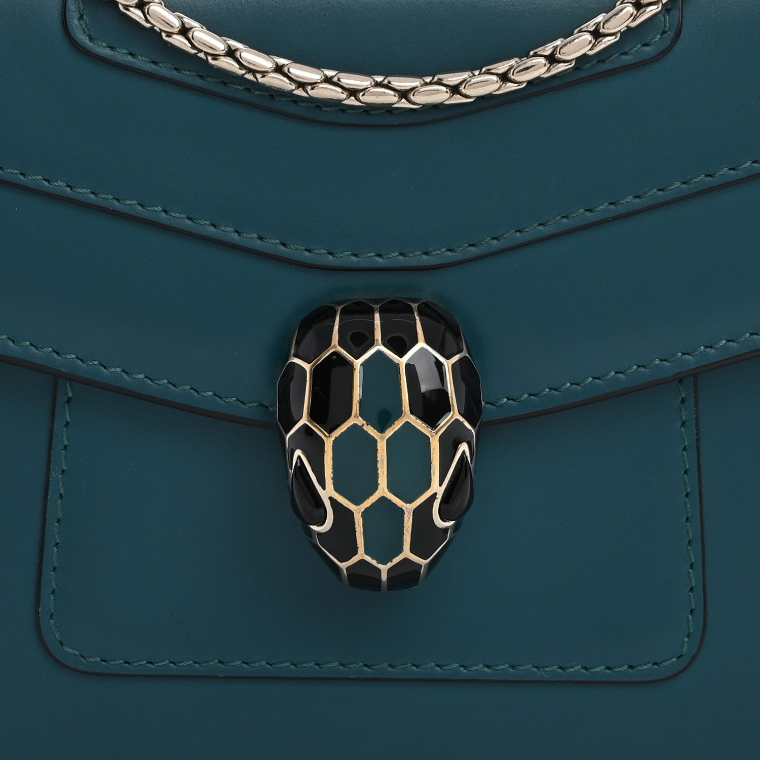 Bulgari Calfskin Small Serpenti Forever Snake Strap Crossbody Bag Emerald Green 10 of 15