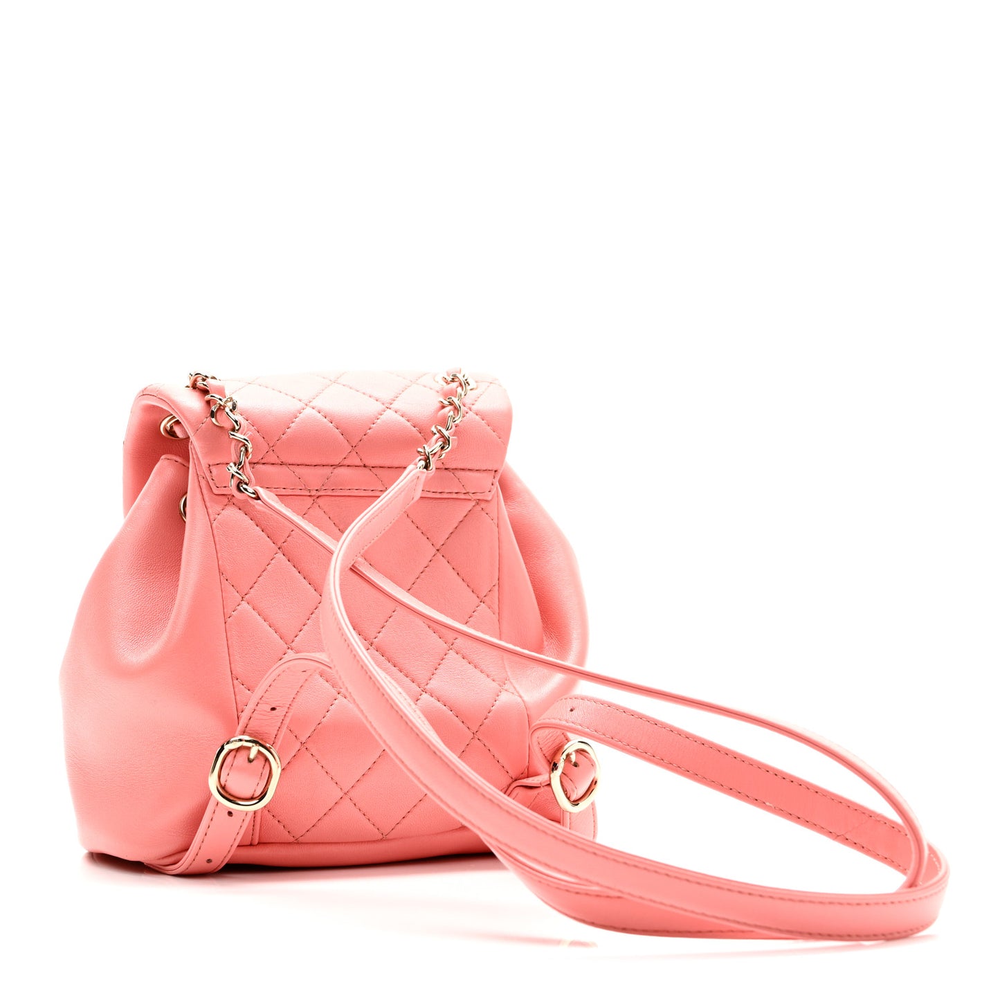Lambskin Quilted Small Duma Drawstring Backpack Pink