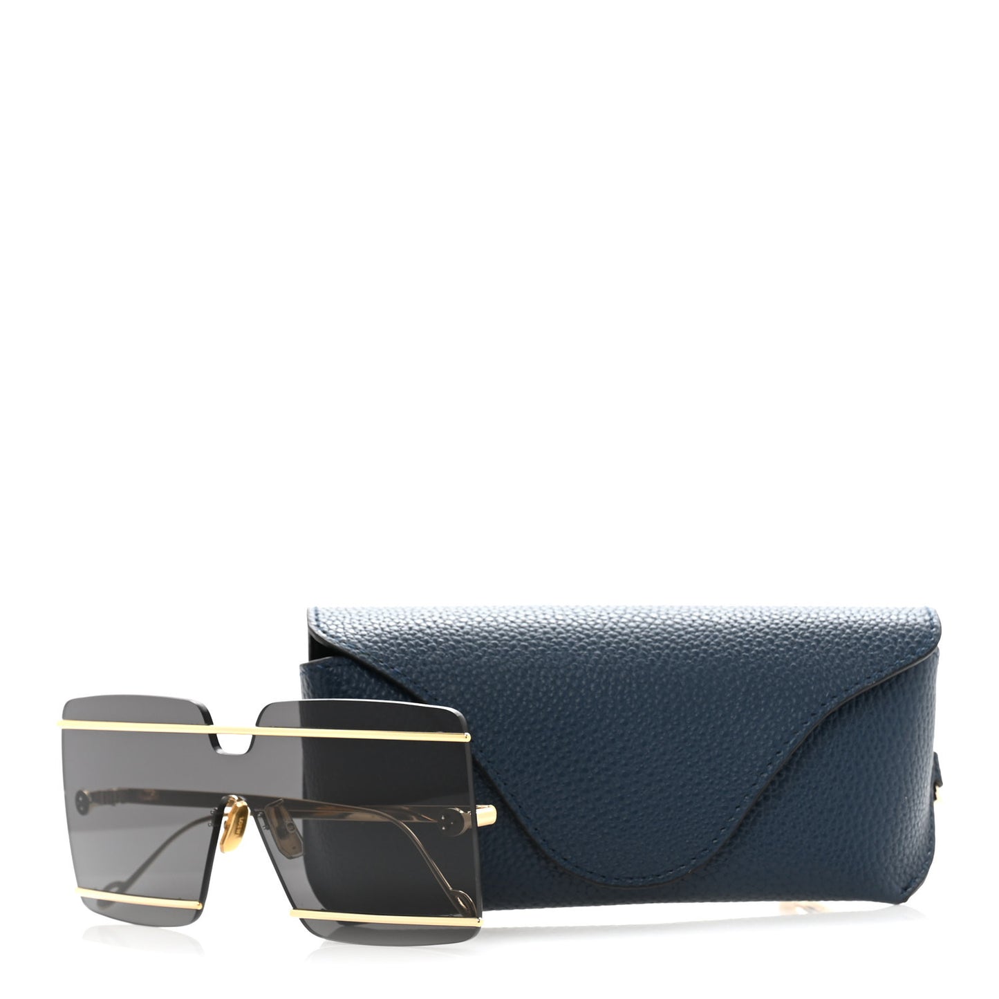 Metal Rimless Bar Shield Sunglasses LW40073U Gold Black