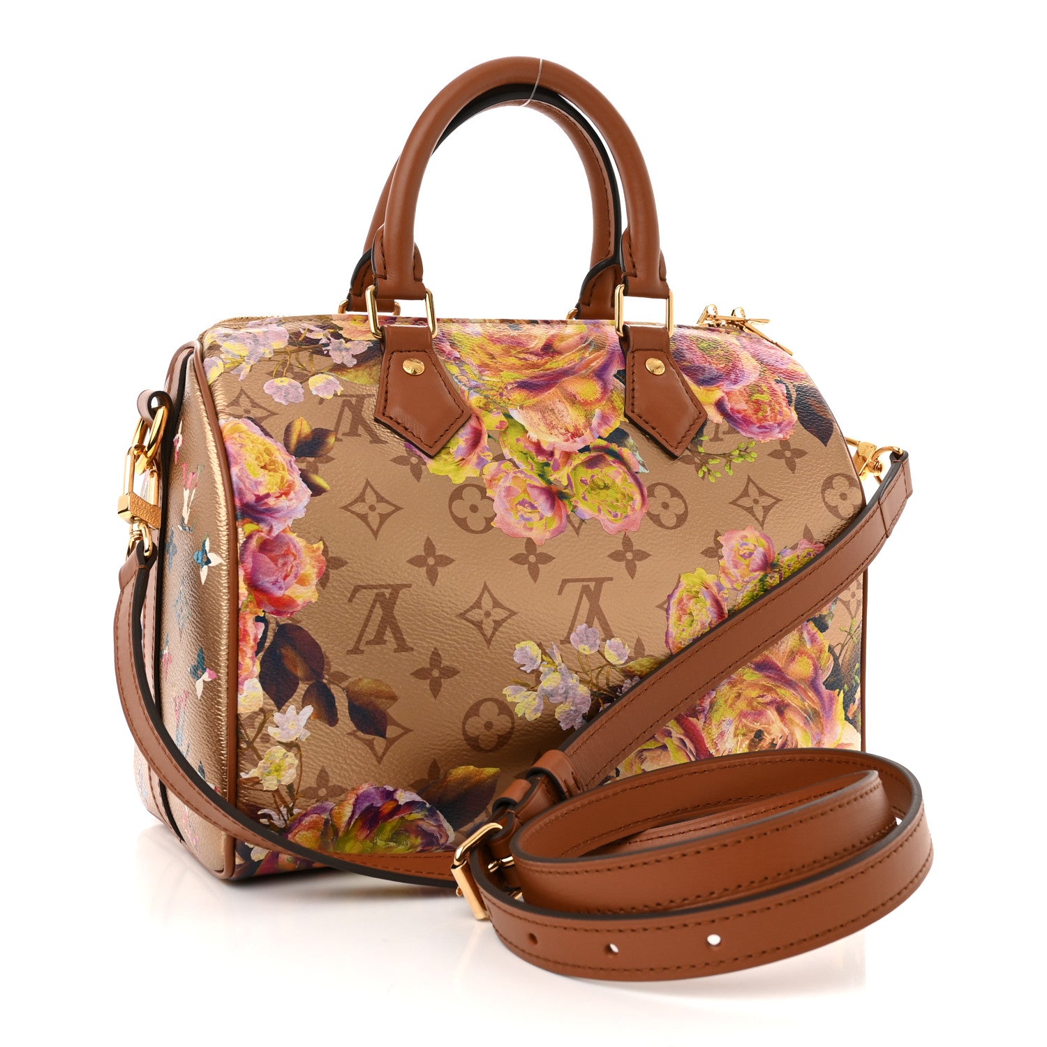 Louis Vuitton Metallic Monogram LV Garden Speedy Bandouliere 25 Gold 3 of 10