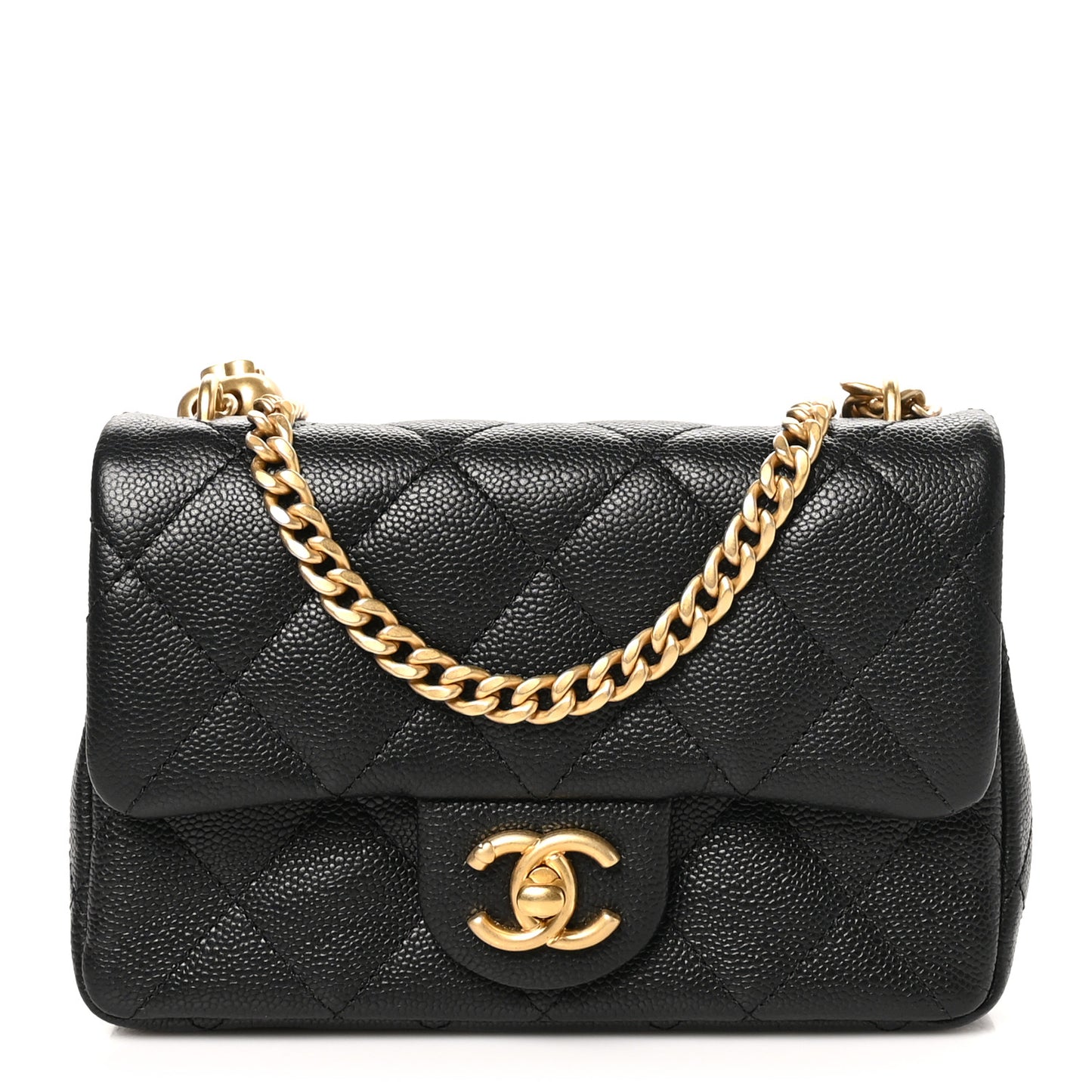 Caviar Quilted Mini Sweetheart Rectangular Flap Black
