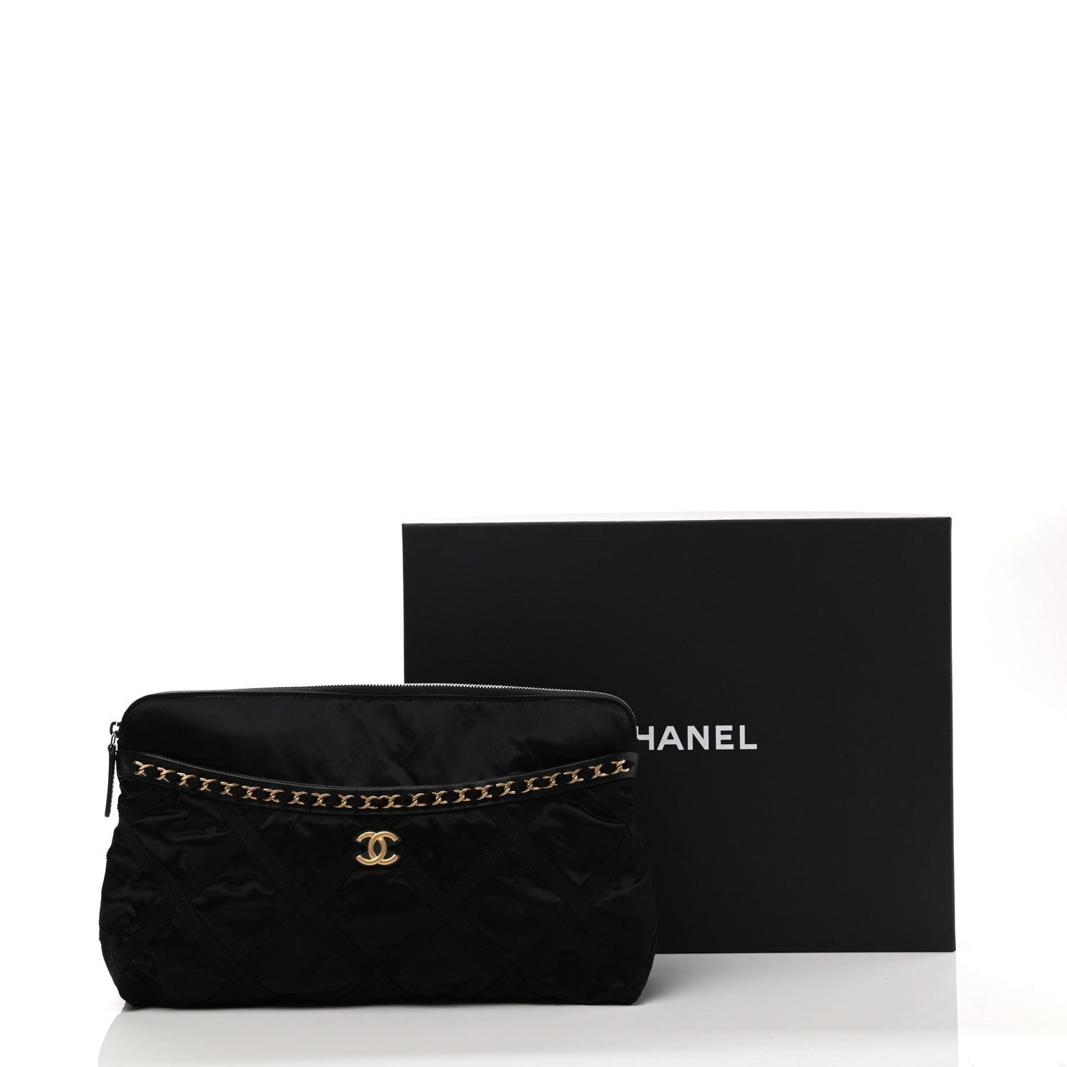Chanel Nylon Grosgrain Large Lifestyle Pouch With Foldable Tote Black 11 of 11