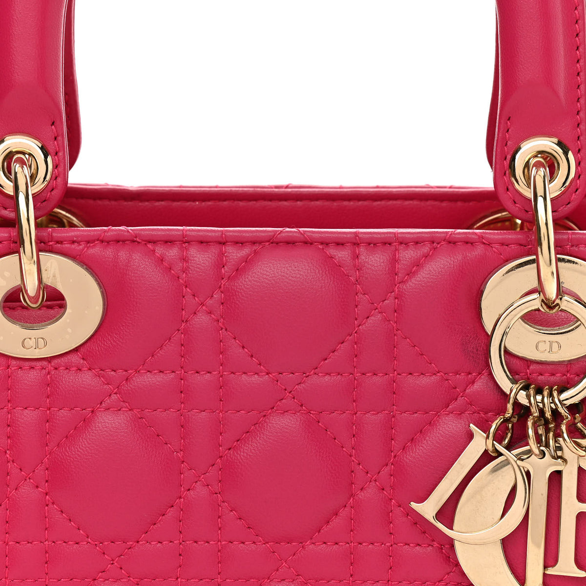 Christian Dior Lambskin Cannage Medium Lady Dior Fuchsia 8 of 14