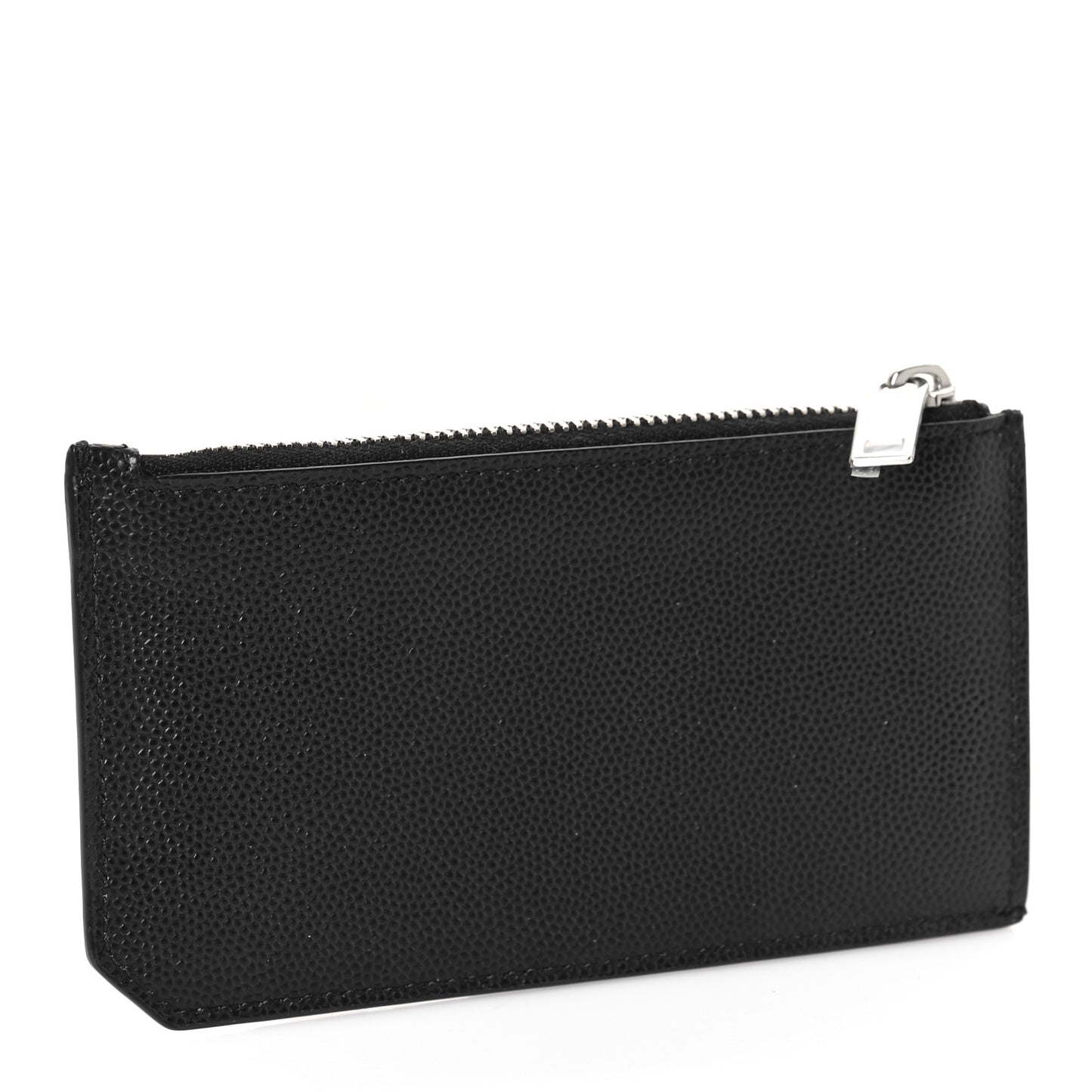Grained Calfskin 5 Fragments Zip Pouch Card Holder Black