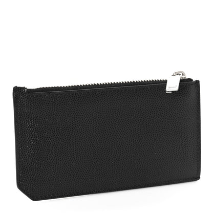Saint Laurent Grained Calfskin 5 Fragments Zip Pouch Card Holder Black 3 of 9