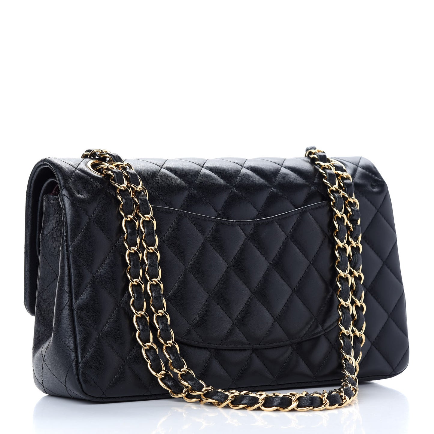 Lambskin Quilted Medium Double Flap Black