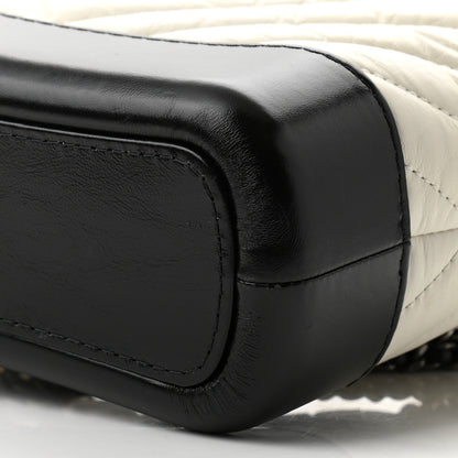 Chanel Aged Calfskin Chevron Quilted Small Gabrielle Hobo Black White 10 of 10