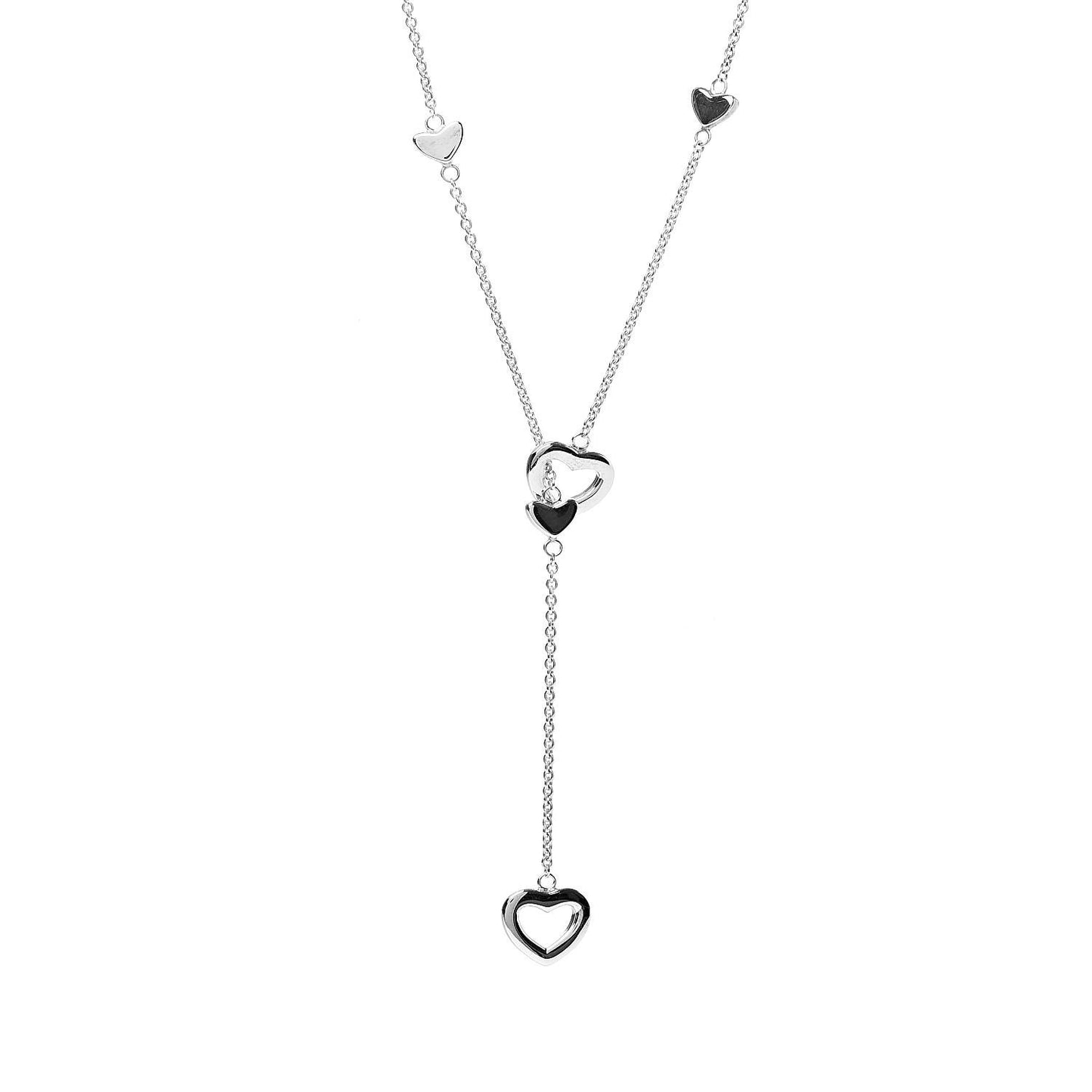 Sterling Silver Heart Lariat Necklace