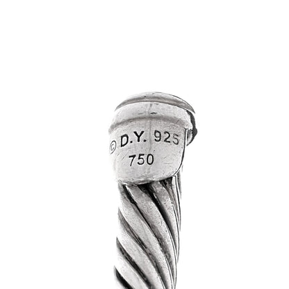 David Yurman Sterling Silver 18K Yellow Gold Diamond 4mm Square Station Cable Cuff Bracelet 3 of 4