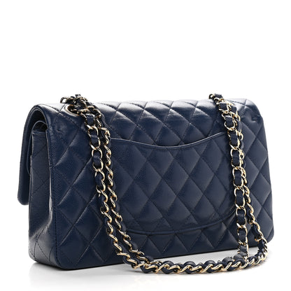 Chanel Caviar Quilted Medium Double Flap Navy 3 of 9
