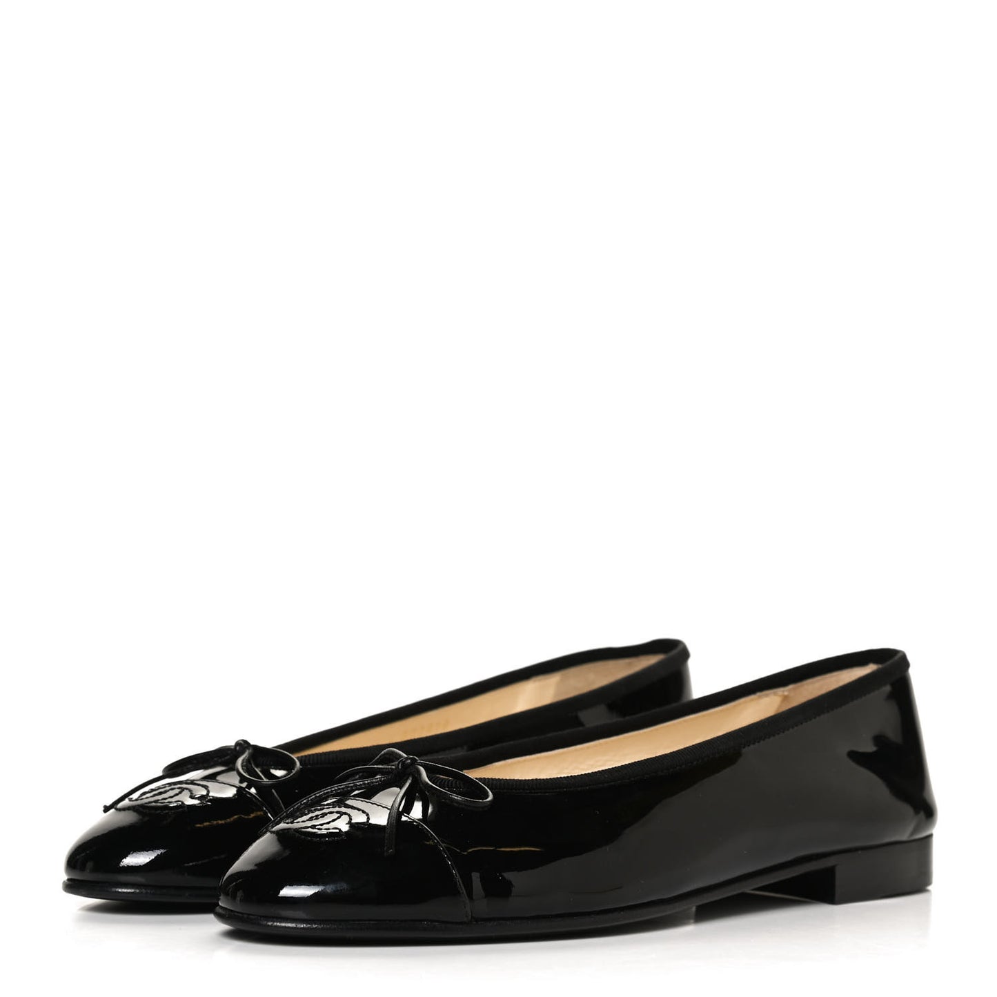 Patent CC Cap Toe Ballerina Flats 37 Black