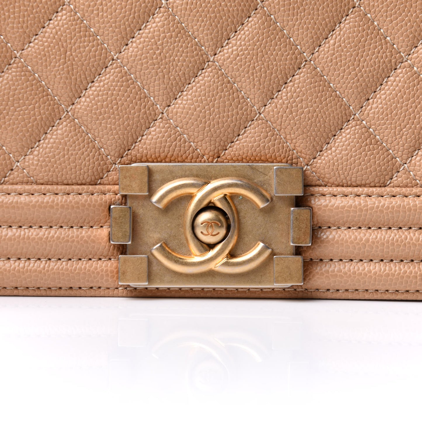 Caviar Quilted Medium Boy Flap Beige