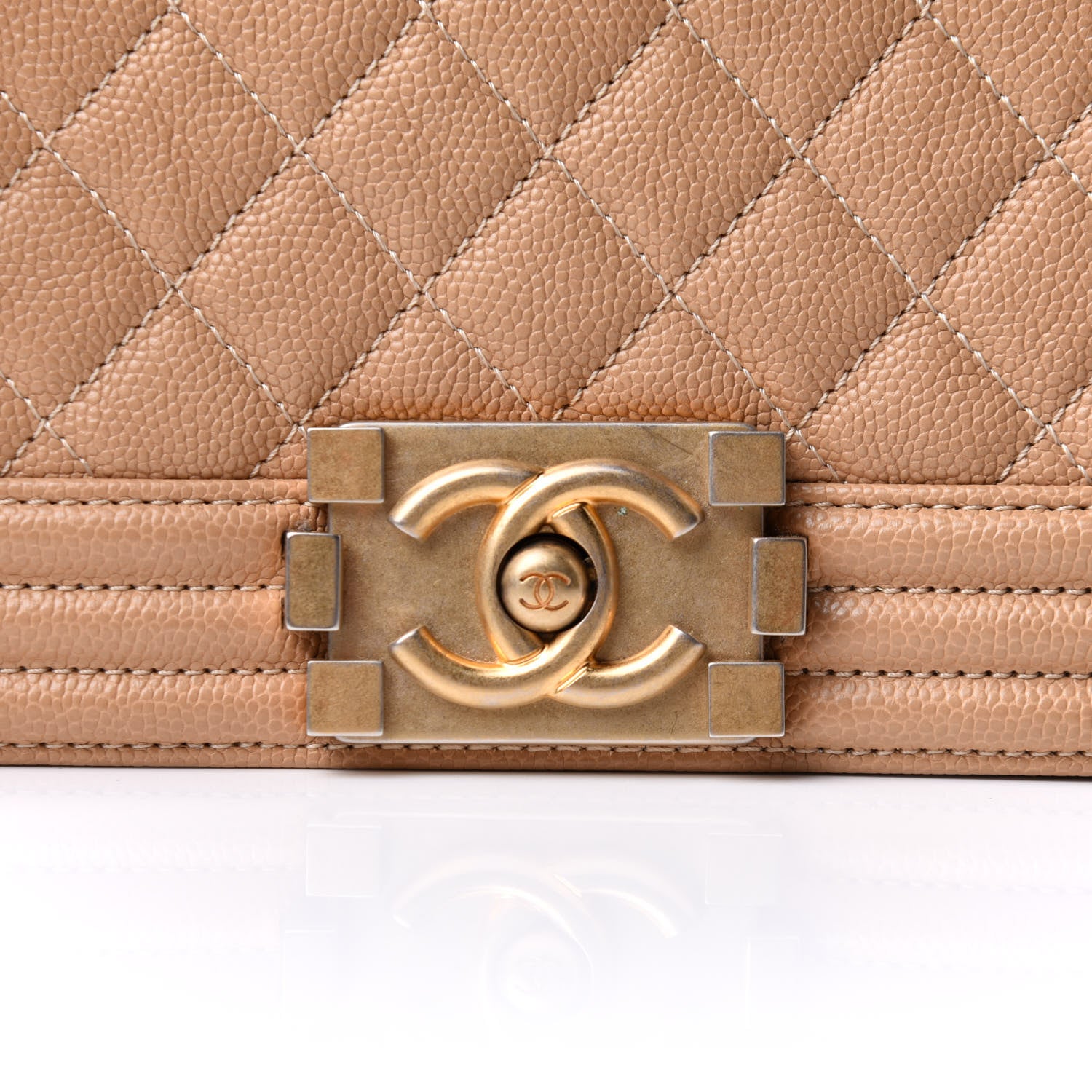 Chanel Caviar Quilted Medium Boy Flap Beige 8 of 13