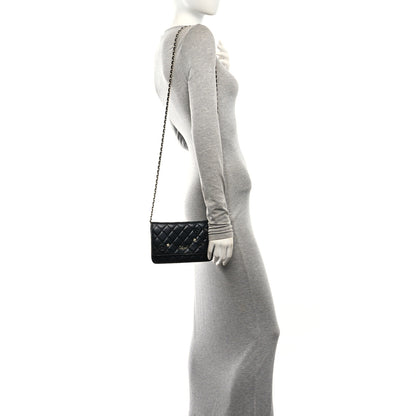 Chanel Lambskin Camellia Wallet on Chain WOC Black 2 of 11