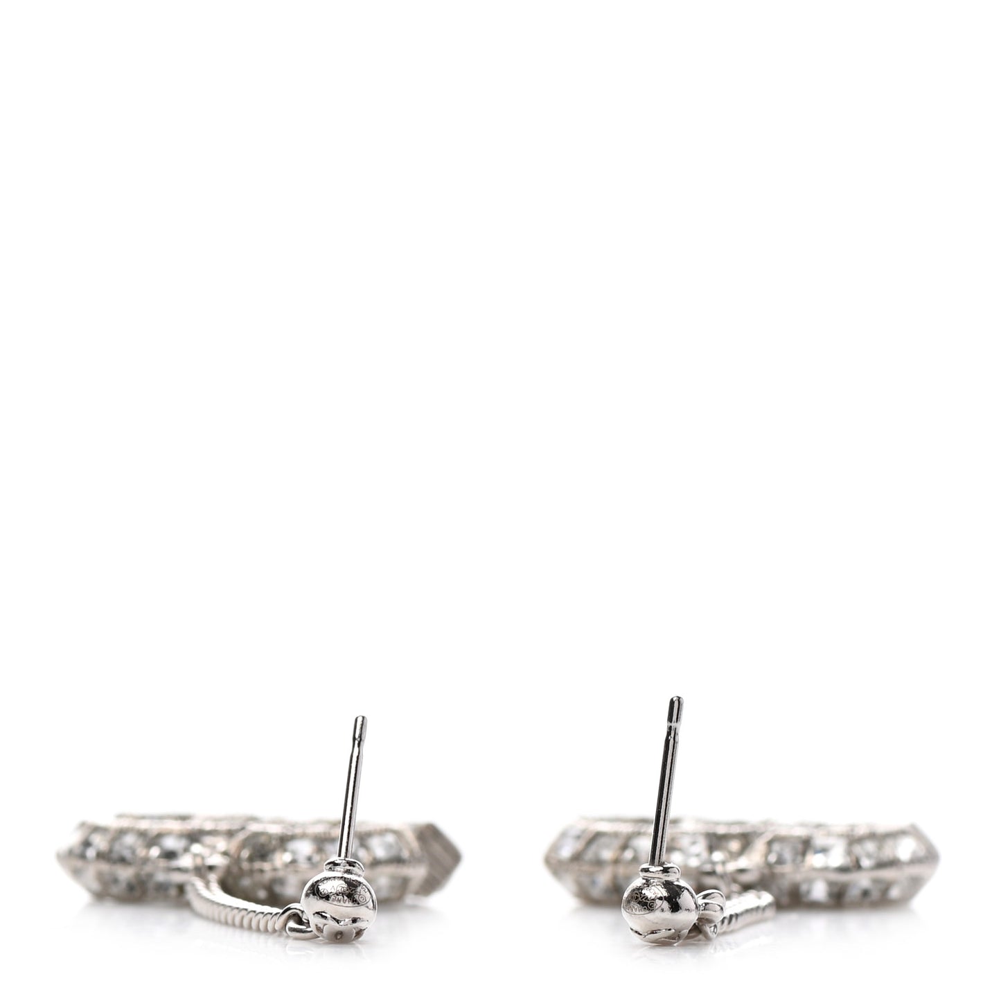 Baguette Crystal CC Drop Earrings Silver