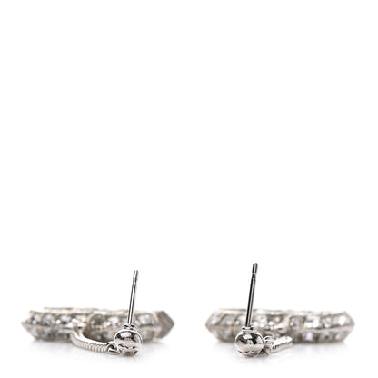 Chanel Baguette Crystal CC Drop Earrings Silver 3 of 4