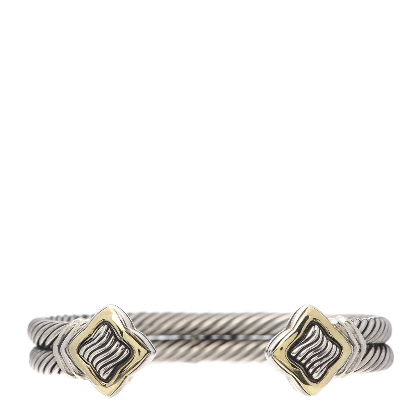 Sterling Silver 18K Yellow Gold 10mm Quatrefoil Cable Bracelet