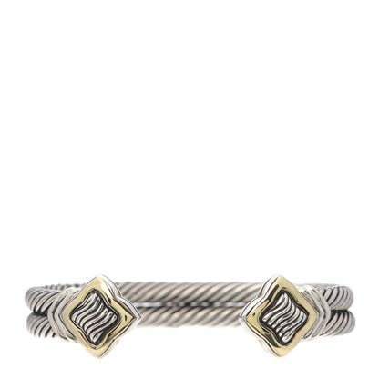 David Yurman Sterling Silver 18K Yellow Gold 10mm Quatrefoil Cable Bracelet 1 of 5