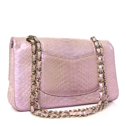 Chanel Metallic Snakeskin Medium Double Flap Purple 3 of 10