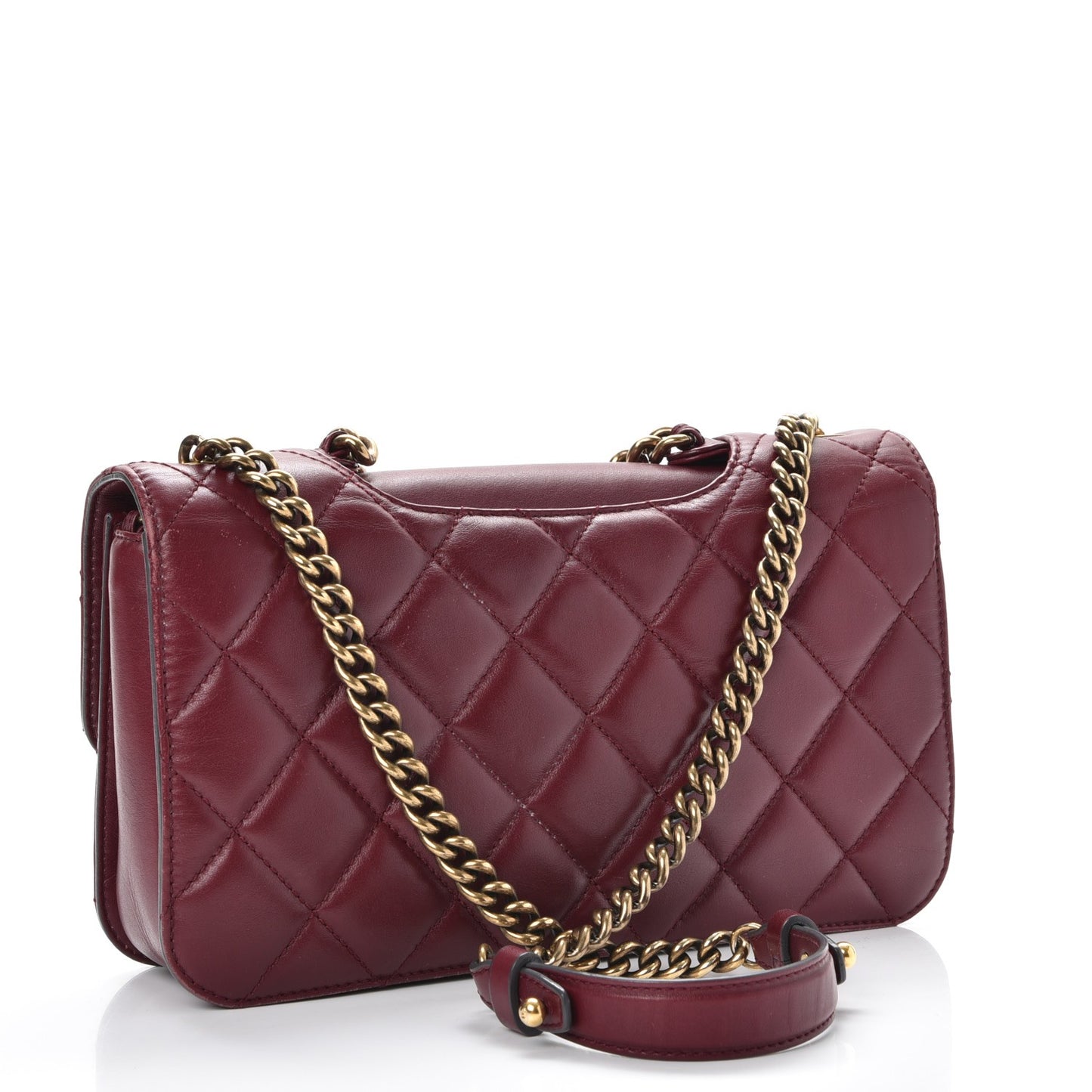 Calfskin Perfect Edge Medium Flap Burgundy